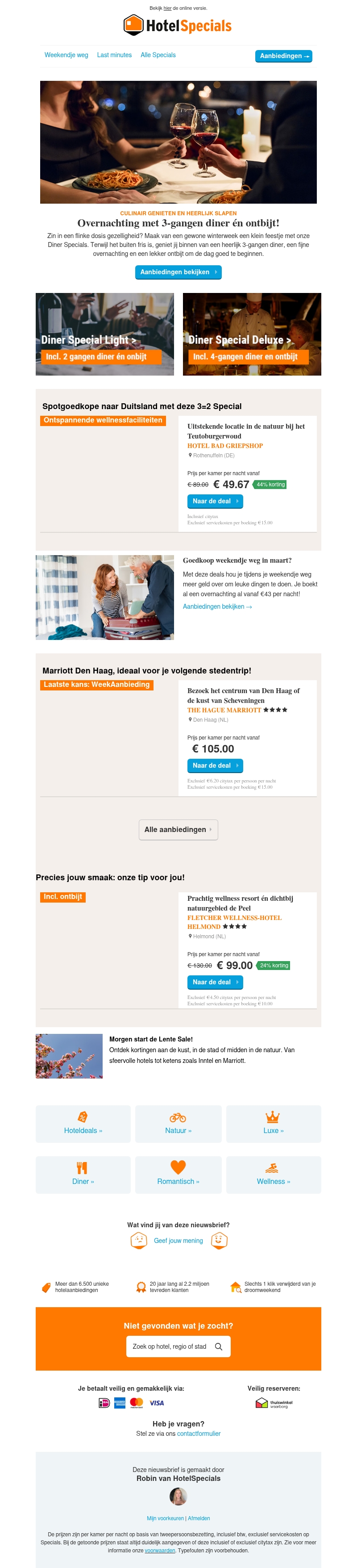 Overnachting met 3-gangen diner én ontbijt! Overnachting met 3-gangen diner én ontbijt!