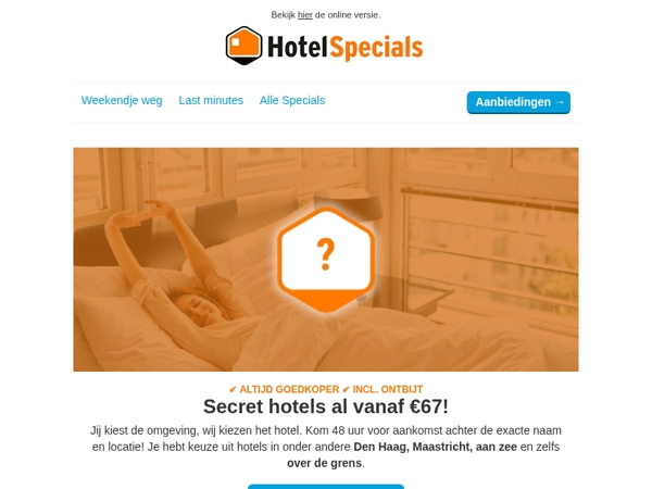 Secret hotels al vanaf €67!