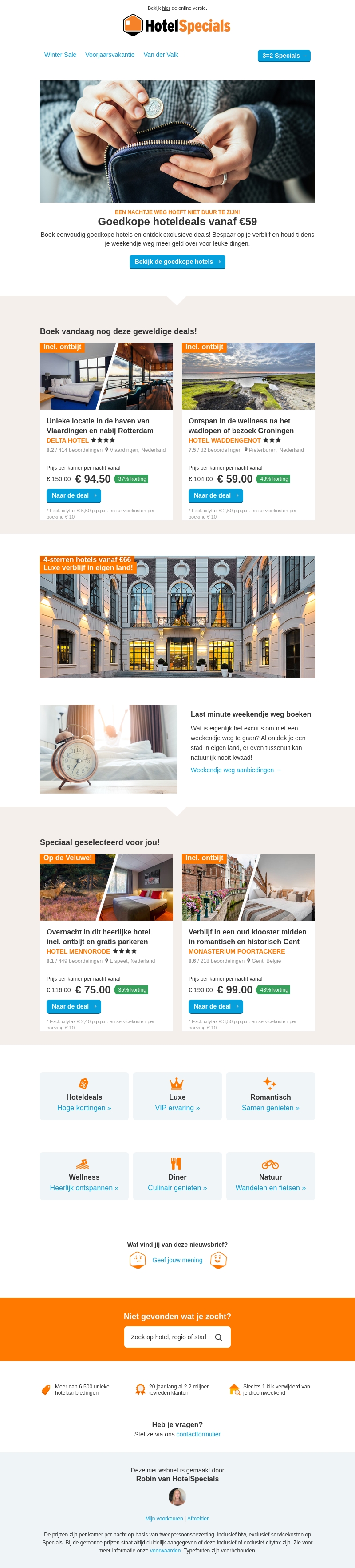 Goedkope hoteldeals vanaf €59 Goedkope hoteldeals vanaf €59