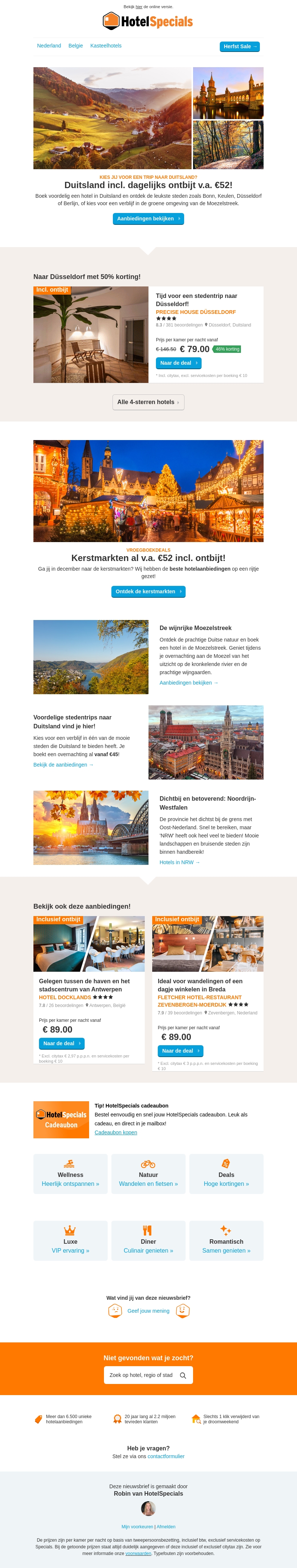 Duitsland incl. dagelijks ontbijt v.a. €52! Duitsland incl. dagelijks ontbijt v.a. €52!