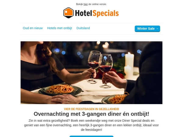 Overnachting met 3-gangen diner én ontbijt!
