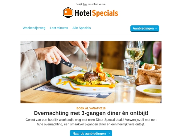 Overnachting + 3-gangen diner én ontbijt 🍷