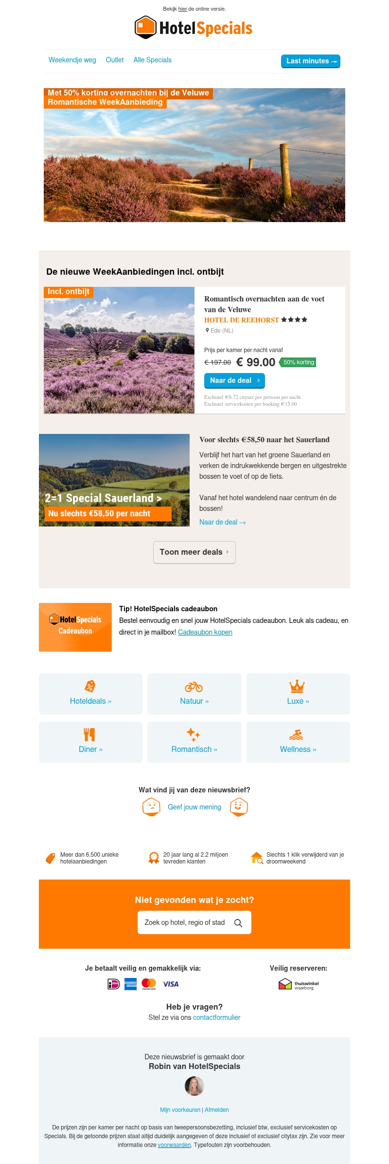 50% korting op de Veluwe! 50% korting op de Veluwe!