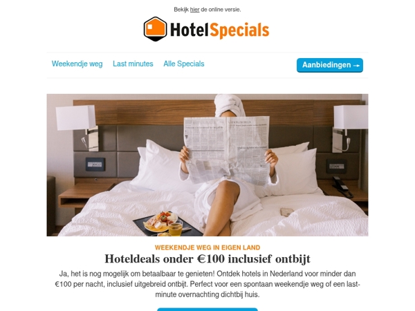 Hoteldeals onder €100 inclusief ontbijt
