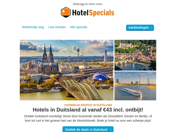 Hotels in Duitsland al vanaf €43 incl. ontbijt!