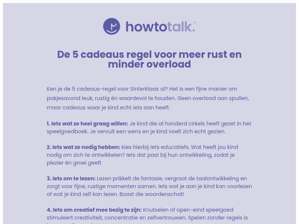 Ken je 'm al? De 5 cadeaus regel