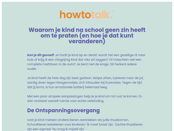 Waarom je kind na school geen zin heeft om te praten