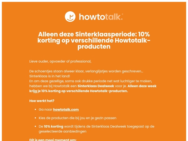 Sinterklaas Dealweek bij Howtotalk – 10% korting op onze favoriete producten