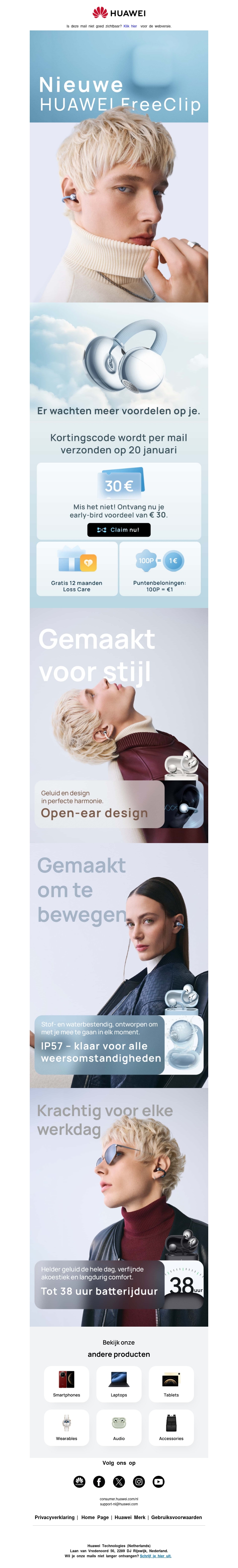 Het wachten is bijna voorbij: HUAWEI FreeClip 2 komt eraan! Het wachten is bijna voorbij: HUAWEI FreeClip 2 komt eraan!