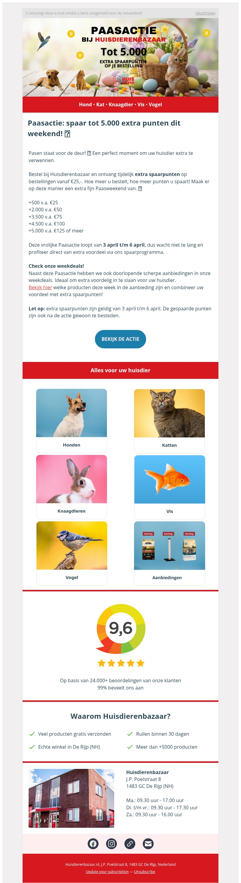 Paasactie: spaar tot 5.000 extra punten dit weekend! ๐ฃ Paasactie: spaar tot 5.000 extra punten dit weekend! ๐ฃ
