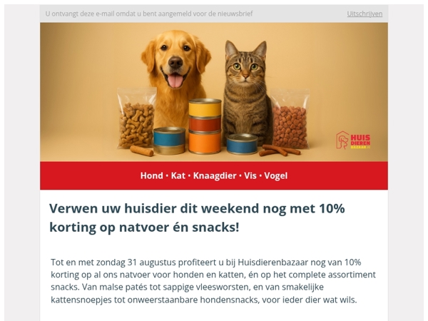 Laatste kans: 10% korting op natvoer en snacks voor honden en katten!