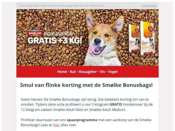 Ze zijn er weer: Smolke Bonusbags 12 + 3 kg GRATIS