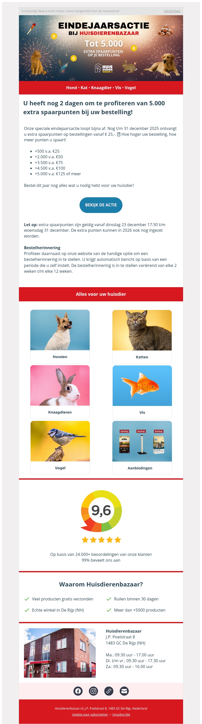 Nog 2 dagen: ontvang extra spaarpunten bij uw bestelling! πβπ¦Ίπ± Nog 2 dagen: ontvang extra spaarpunten bij uw bestelling! πβπ¦Ίπ±