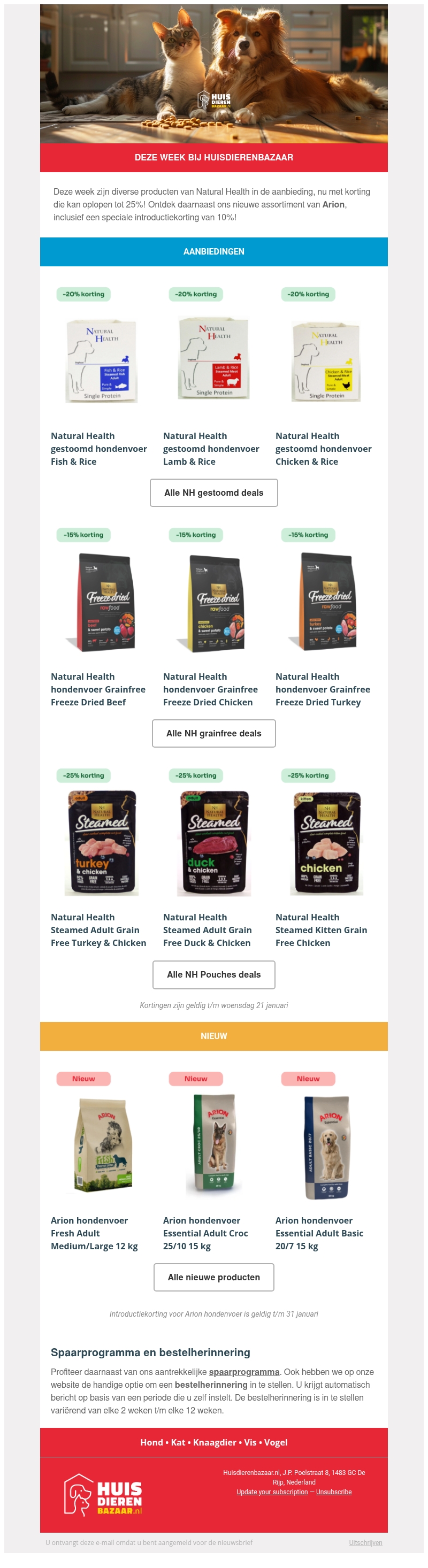 Deze week bij Huisdierenbazaar: korting op Natural Health en introductie Arion! πΆπ Deze week bij Huisdierenbazaar: korting op Natural Health en introductie Arion! πΆπ