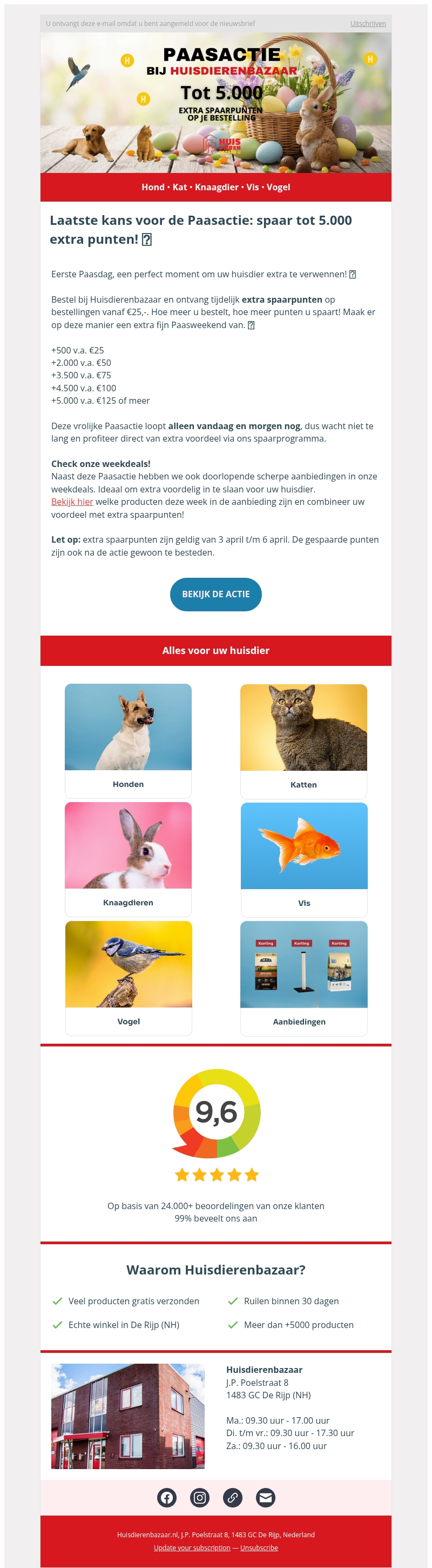 Laatste kans voor de Paasactie: spaar tot 5.000 extra punten dit weekend! ๐ฃ Laatste kans voor de Paasactie: spaar tot 5.000 extra punten dit weekend! ๐ฃ