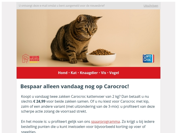 Laatste dag! Carocroc aanbieding: 2 voor € 24,99 🐱