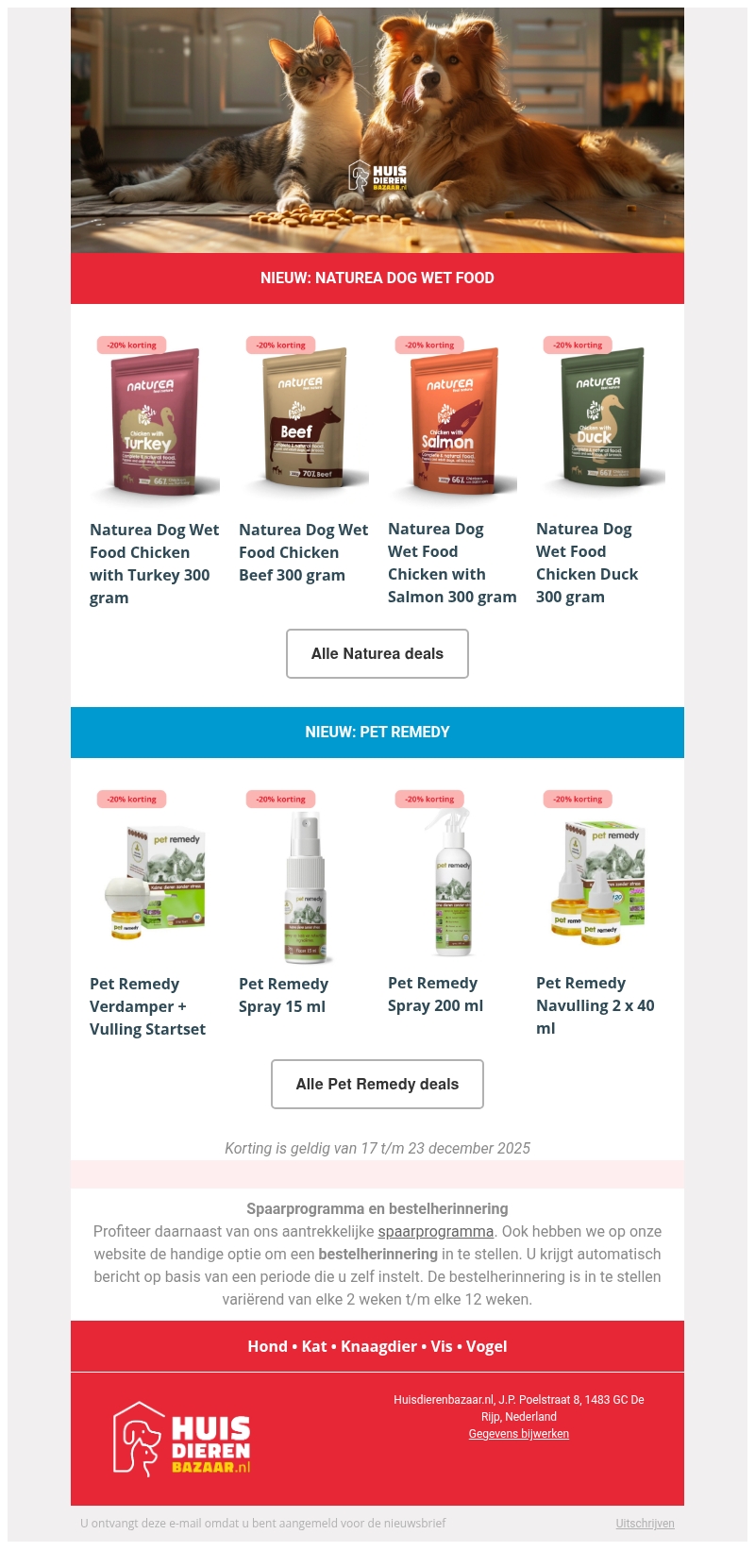 Nieuw bij Huisdierenbazaar: Naturea en Pet Remedy, tijdelijk met 20% korting Nieuw bij Huisdierenbazaar: Naturea en Pet Remedy, tijdelijk met 20% korting