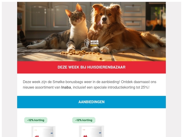 Deze week bij Huisdierenbazaar: korting op Smølke en introductie Inaba! 🐶🐈