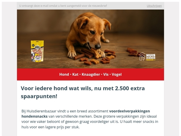 Ontvang 2.500 extra spaarpunten op hondensnacks voordeelverpakkingen! 🐕