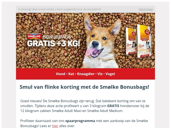 Ze zijn er weer: Smolke Bonusbags 12 + 3 kg GRATIS