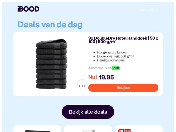 Nu: 9x DoubleDry Hotel Handdoek | 50 x 100 | 500 g/m² voor slechts 19,95 !