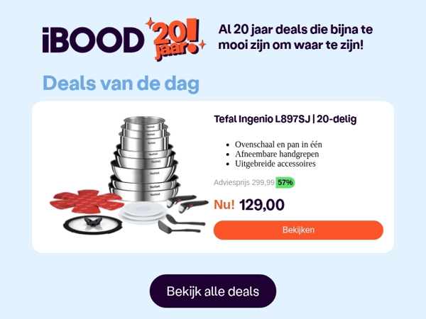 Nu: Tefal Ingenio L897SJ | 20-delig voor slechts 129,00 !