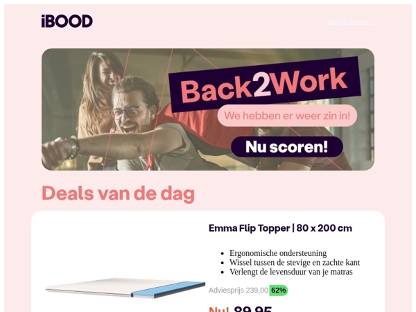 Vandaag: Emma Flip Topper | 80 x 200 cm voor 89,95
