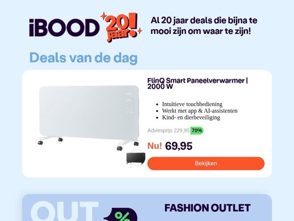 Nu: FlinQ Smart Paneelverwarmer | 2000 W voor slechts 69,95 !