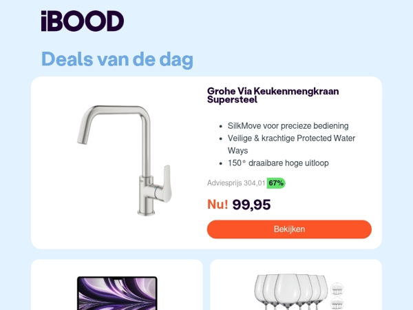 Nu: Grohe Via Keukenmengkraan Supersteel voor slechts 99,95