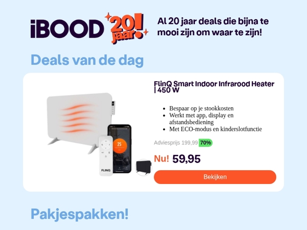 Nu: FlinQ Smart Indoor Infrarood Heater | 450 W voor slechts 59,95 !