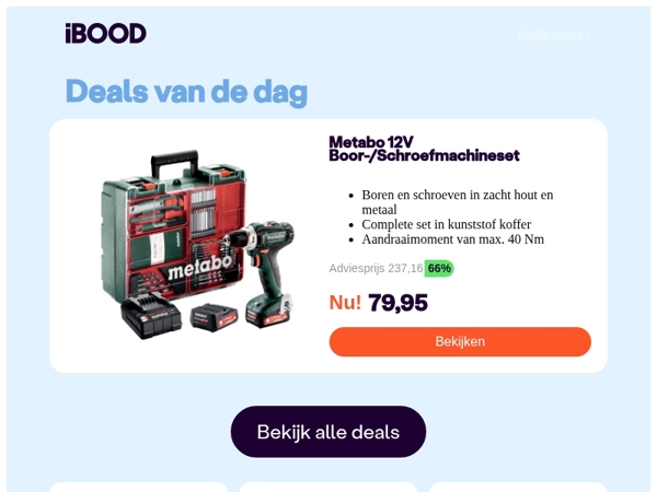 Nu: Metabo 12V Boor-/Schroefmachineset voor slechts 79,95 !