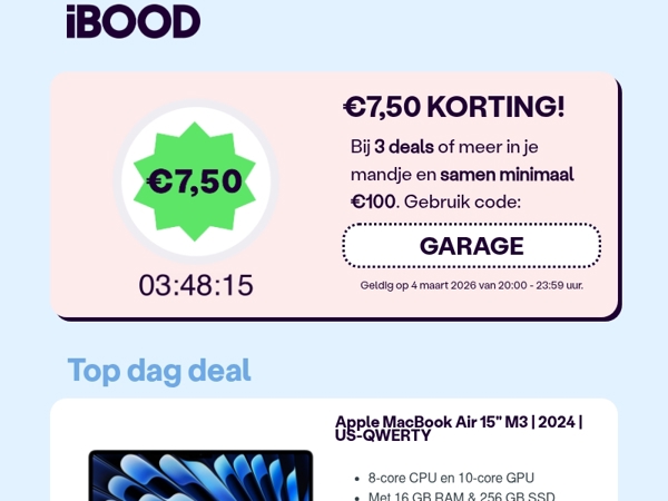 Alleen vanavond: €7,50 extra korting! 💸