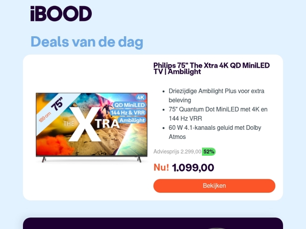 Nu: Philips 75" The Xtra 4K QD MiniLED TV | Ambilight voor slechts 1.099,00 !