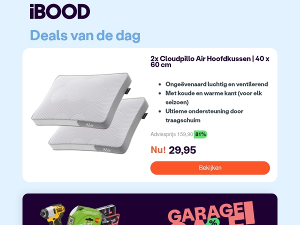 Nu: 2x Cloudpillo Air Hoofdkussen | 40 x 60 cm voor slechts 29,95 !