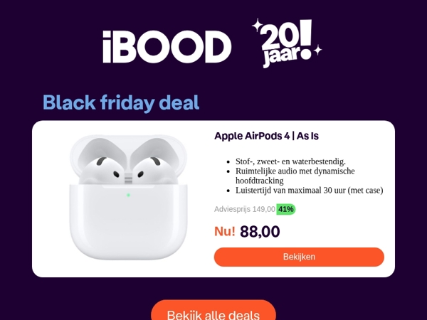 🖤Black friday deal: Apple AirPods 4 | As Is voor slechts 88,00 !