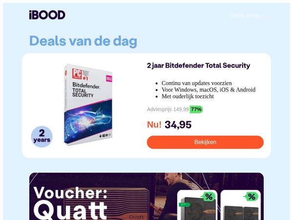Nu: 2 jaar Bitdefender Total Security voor slechts 34,95 !
