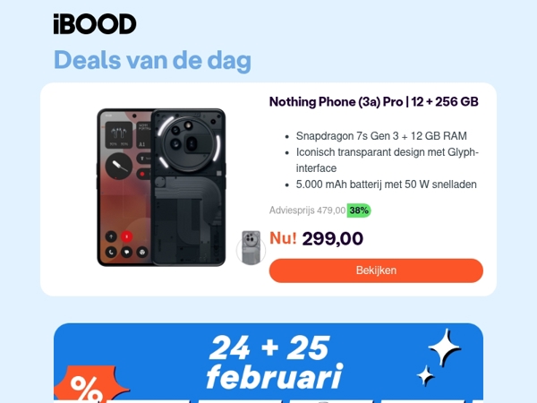 Nu: Nothing Phone (3a) Pro | 12 + 256 GB voor slechts 299,00 !