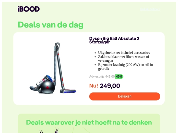Vandaag: Dyson Big Ball Absolute 2 Stofzuiger voor 249,00