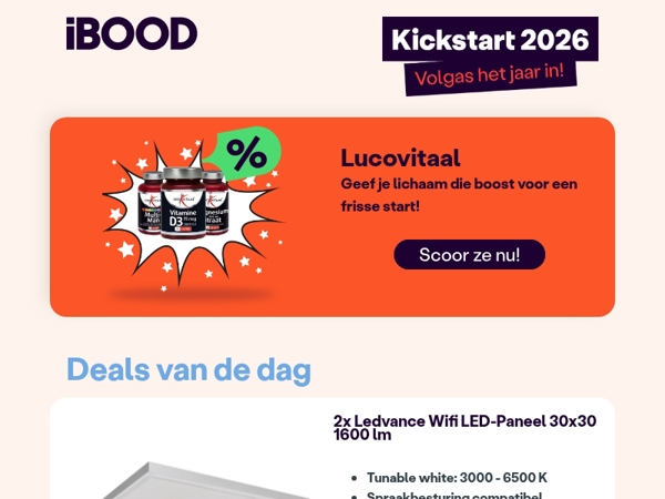 Vol gas het jaar in met dikke deals: 2x Ledvance Wifi LED-Paneel 30x30 1600 lm voor slechts 24,95 !🚀