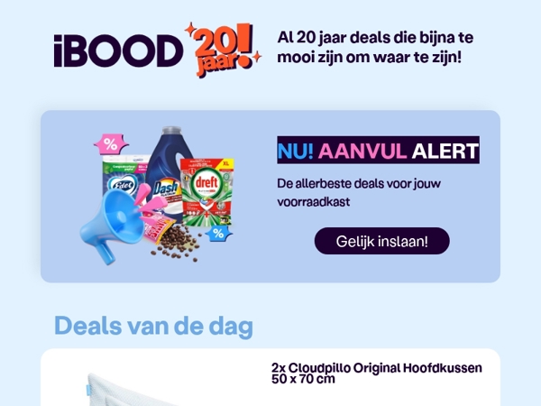 Nu: 2x Cloudpillo Original Hoofdkussen 50 x 70 cm voor slechts 59,95 !