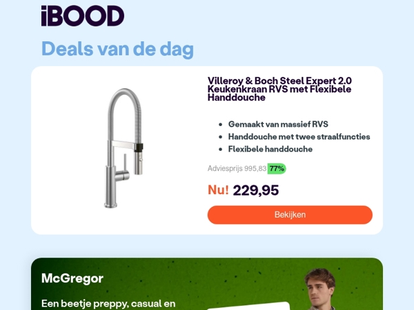 Nu: Villeroy & Boch Steel Expert 2.0 Keukenkraan RVS met Flexibele Handdouche voor slechts 229,95 !