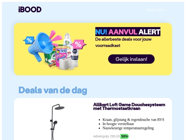 Nu: Allibert Loft Game Douchesysteem met Thermostaatkraan voor slechts 119,95 !