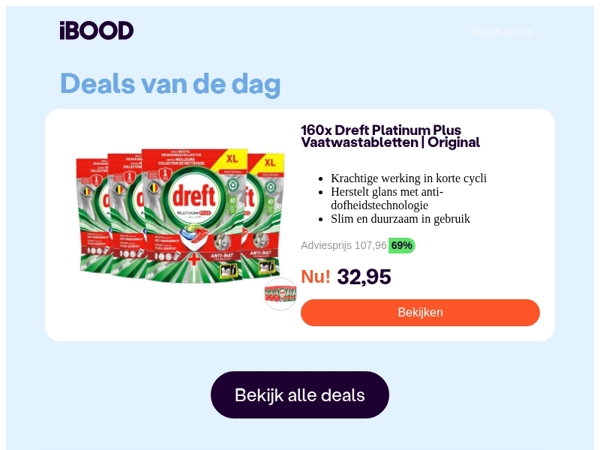 Nu: 160x Dreft Platinum Plus Vaatwastabletten | Original voor slechts 32,95 !