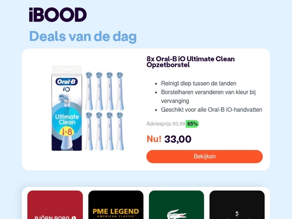 Nu: 8x Oral-B iO Ultimate Clean Opzetborstel voor slechts 33,00 !