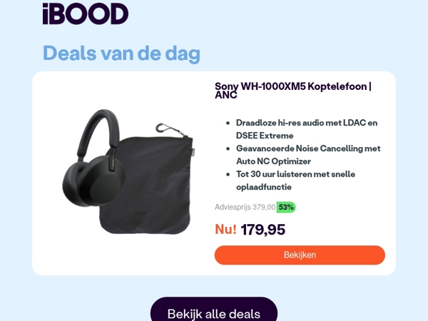 Nu: Sony WH-1000XM5 Koptelefoon | ANC voor slechts 179,95 !