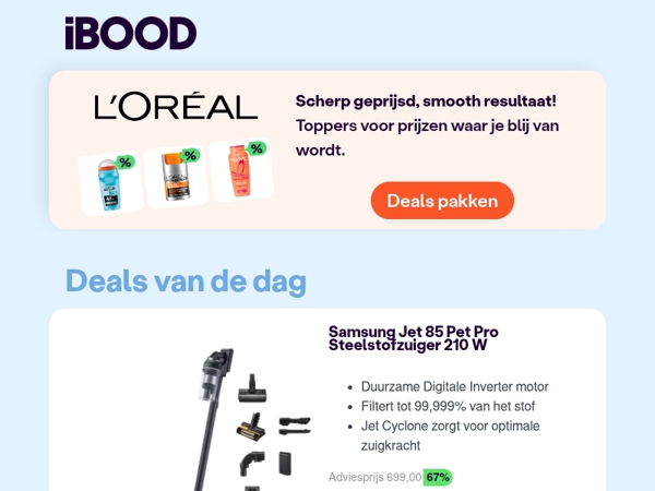 Nu: Samsung Jet 85 Pet Pro Steelstofzuiger 210 W voor slechts 229,00 !