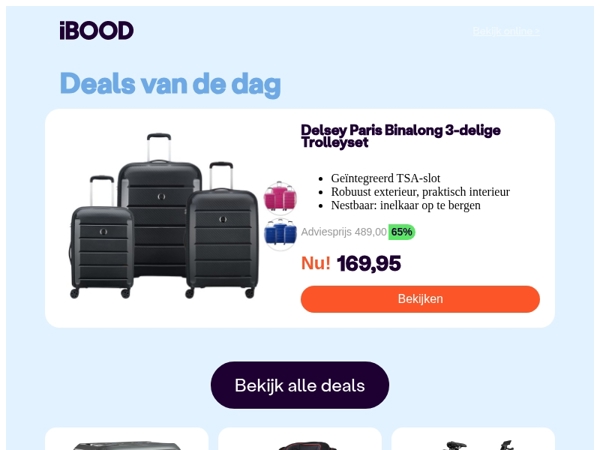 Nu: Delsey Paris Binalong 3-delige Trolleyset voor slechts 169,95 !