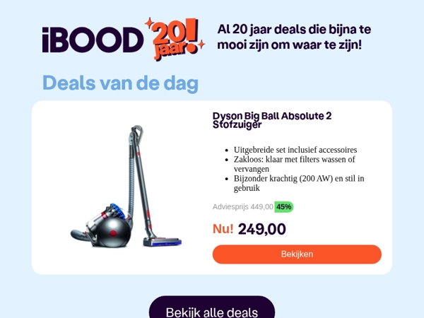 Nu: Dyson Big Ball Absolute 2 Stofzuiger voor slechts 249,00 !