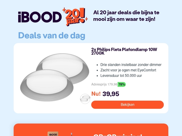 Nu: 2x Philips Fleta Plafondlamp 10W 2700K voor 39,95