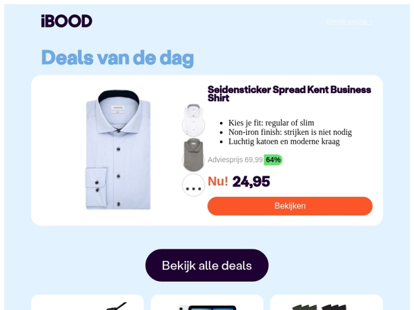 Nu: Seidensticker Spread Kent Business Shirt voor slechts 24,95 !